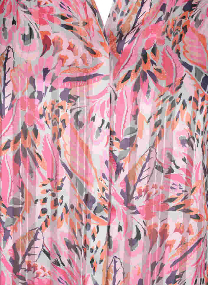 Tunic with floral print, v-neck and long sleeves, Pink Feather, Packshot image number 2