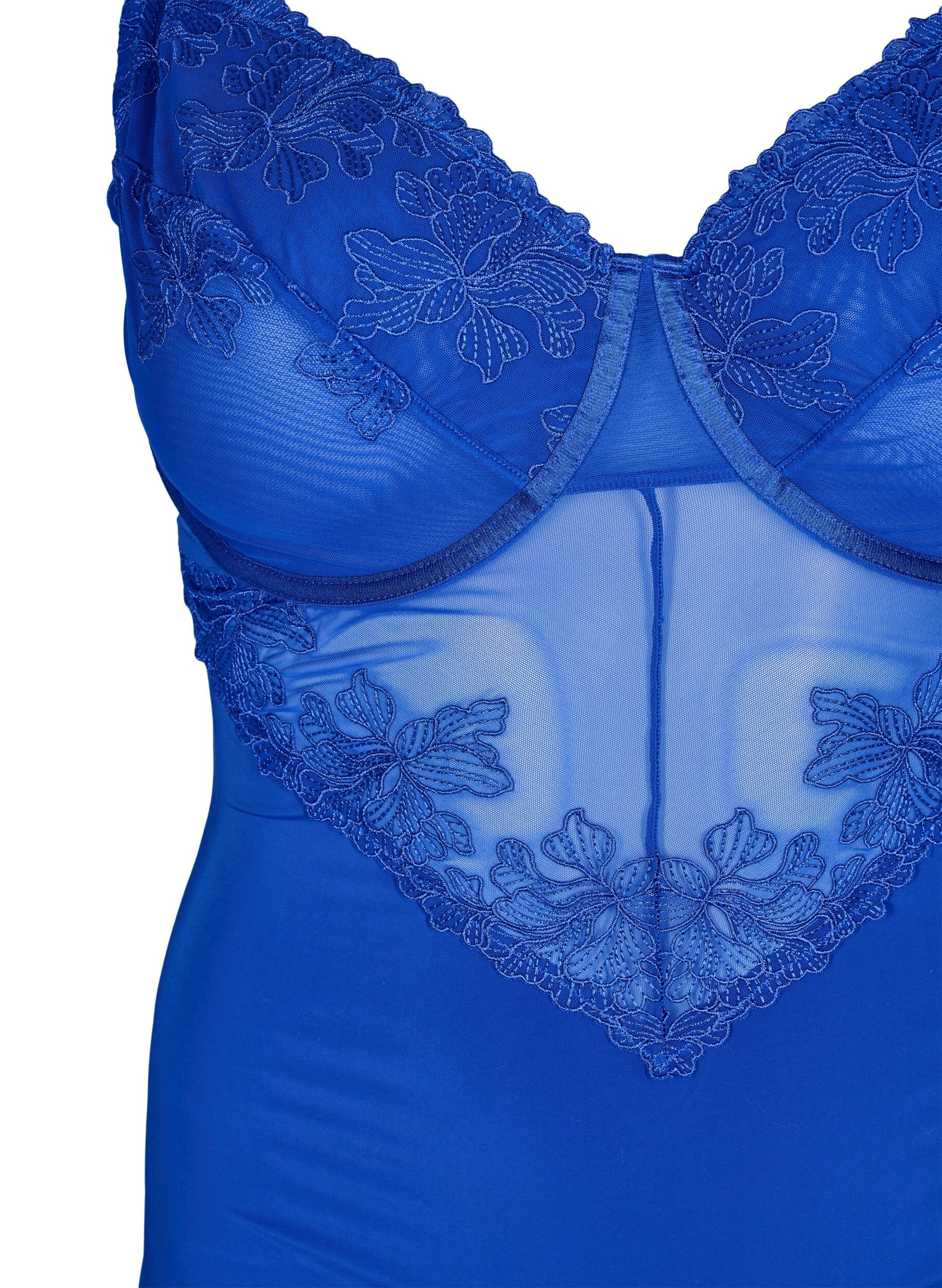 Zizzifashion Bodysuit with embroidered details, Blue, Packshot image number 2