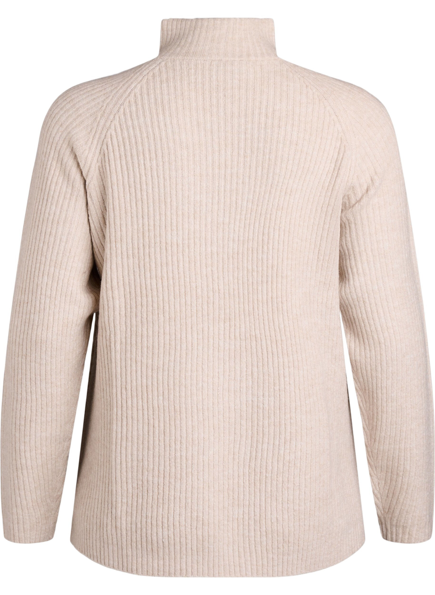 Zizzifashion Knitted jumper with a high neck and harlequin pattern, Beige, Packshot image number 1