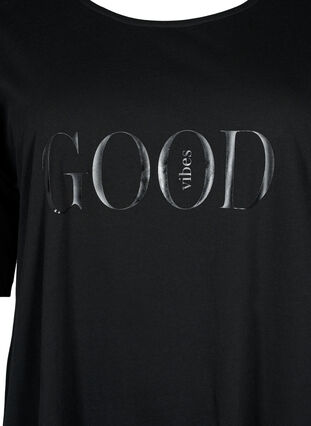 Oversize cotton t-shirt with print, Black GOOD, Packshot image number 2