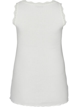 Ribbed tank top with lace and buttons, White Cream, Packshot image number 1
