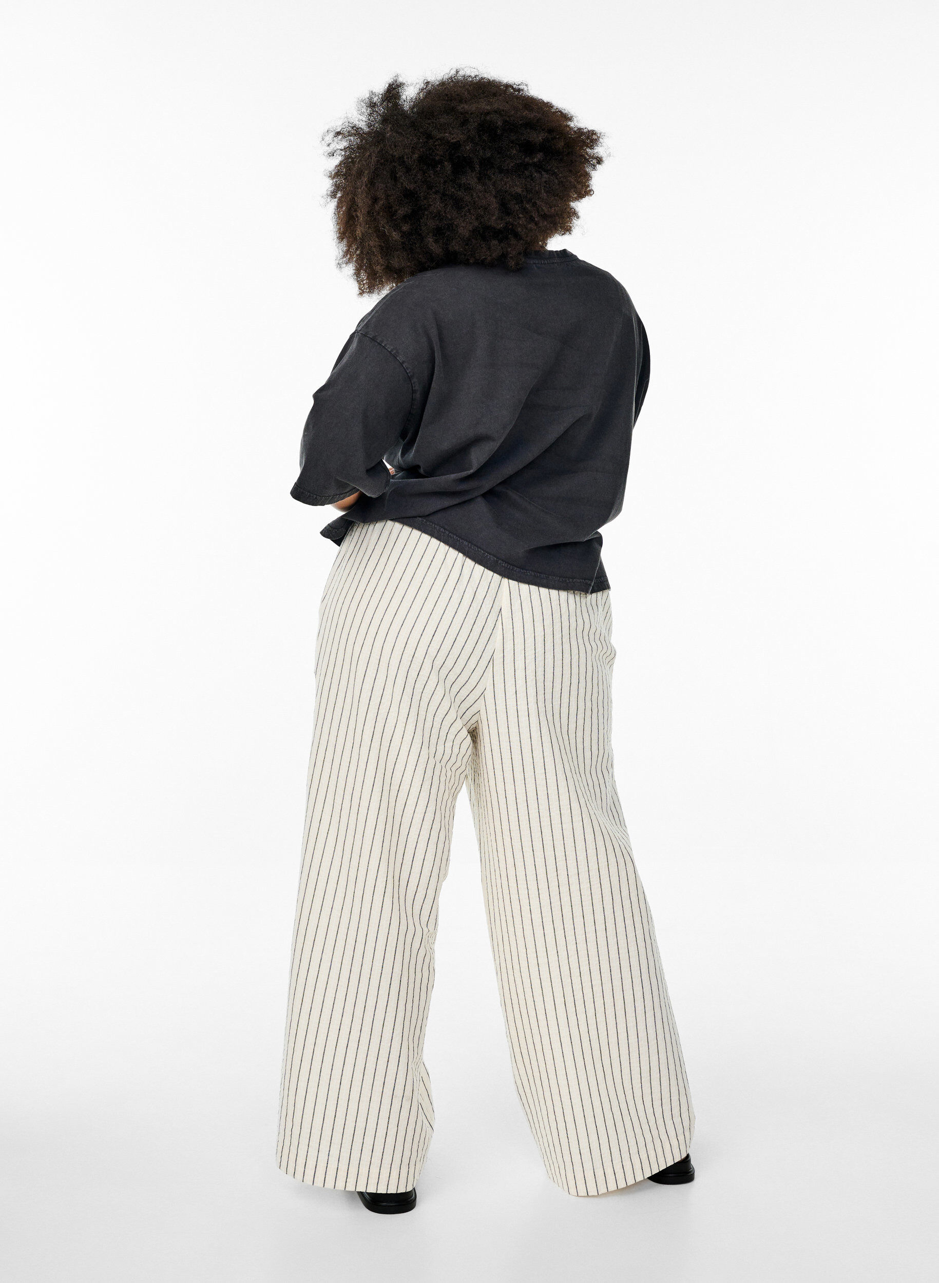 ZizzifashionLoose trousers with high waist and pockets, Vanilla, Model image number 1