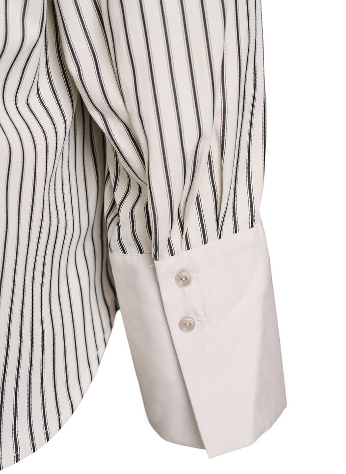 Loose striped shirt with wide cuffs, White, Packshot image number 3