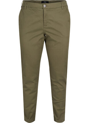 Chinos in cotton with pockets, Army, Packshot image number 0