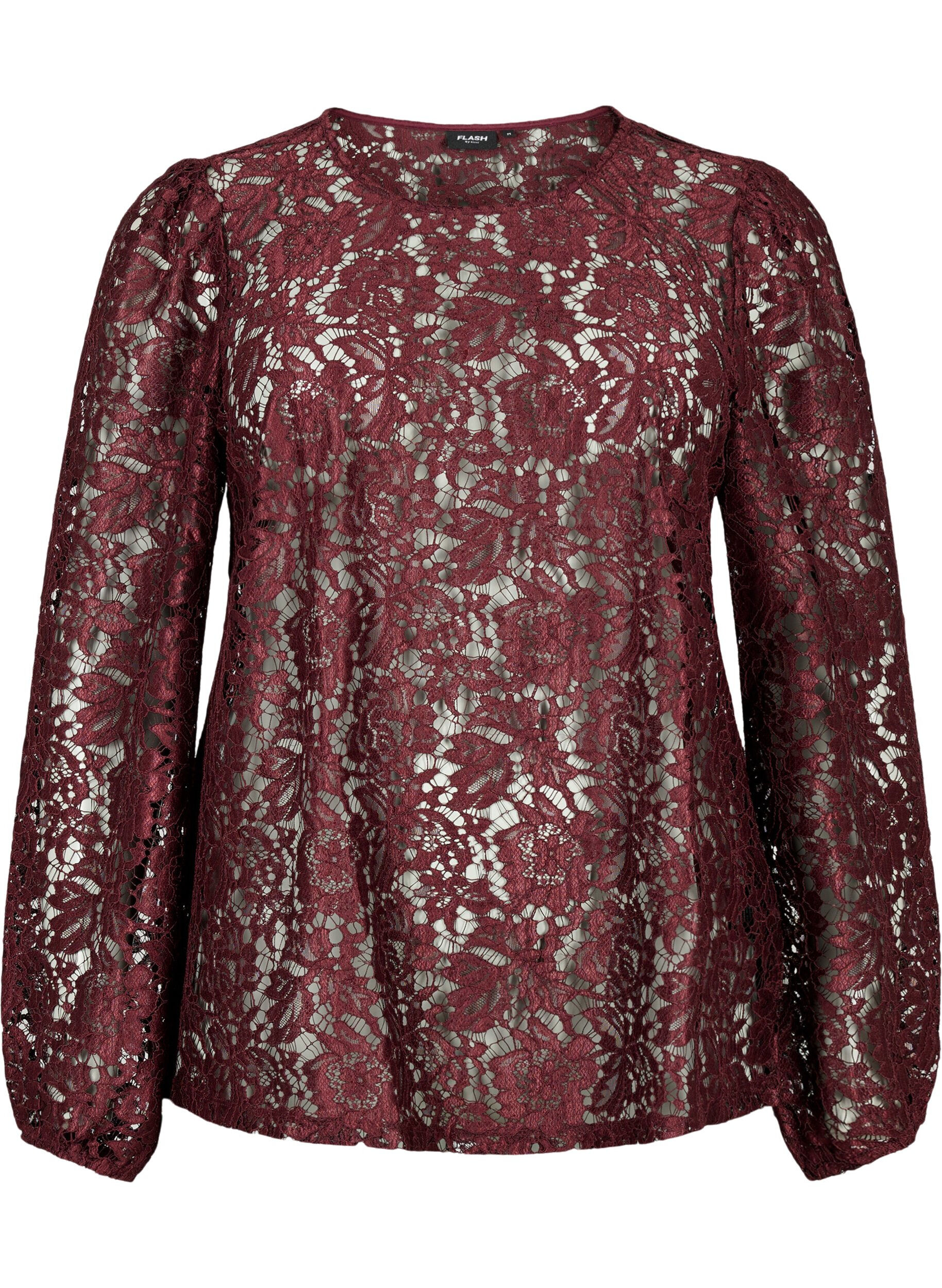 Zizzifashion FLASH - Long sleeve lace blouse, Port Royal, Packshot image number 0