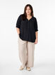 Short-sleeved viscose blouse, Black, Model image number 1