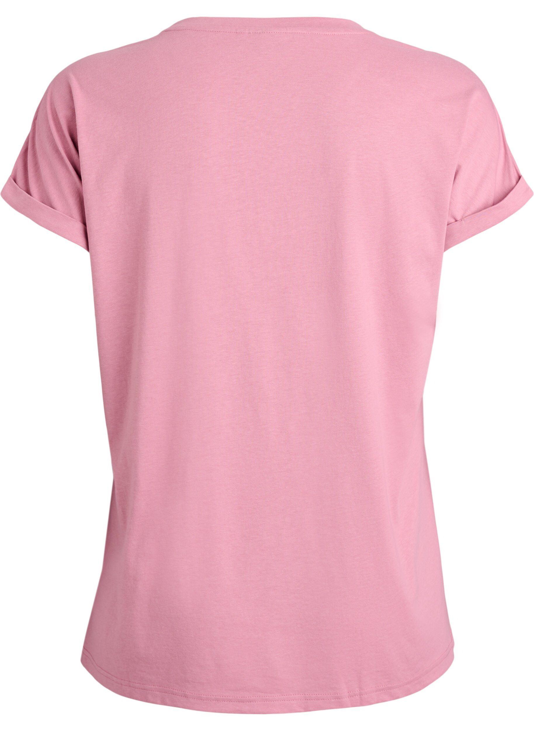 Zizzifashion Short sleeved cotton blend t-shirt, Rose, Packshot image number 1