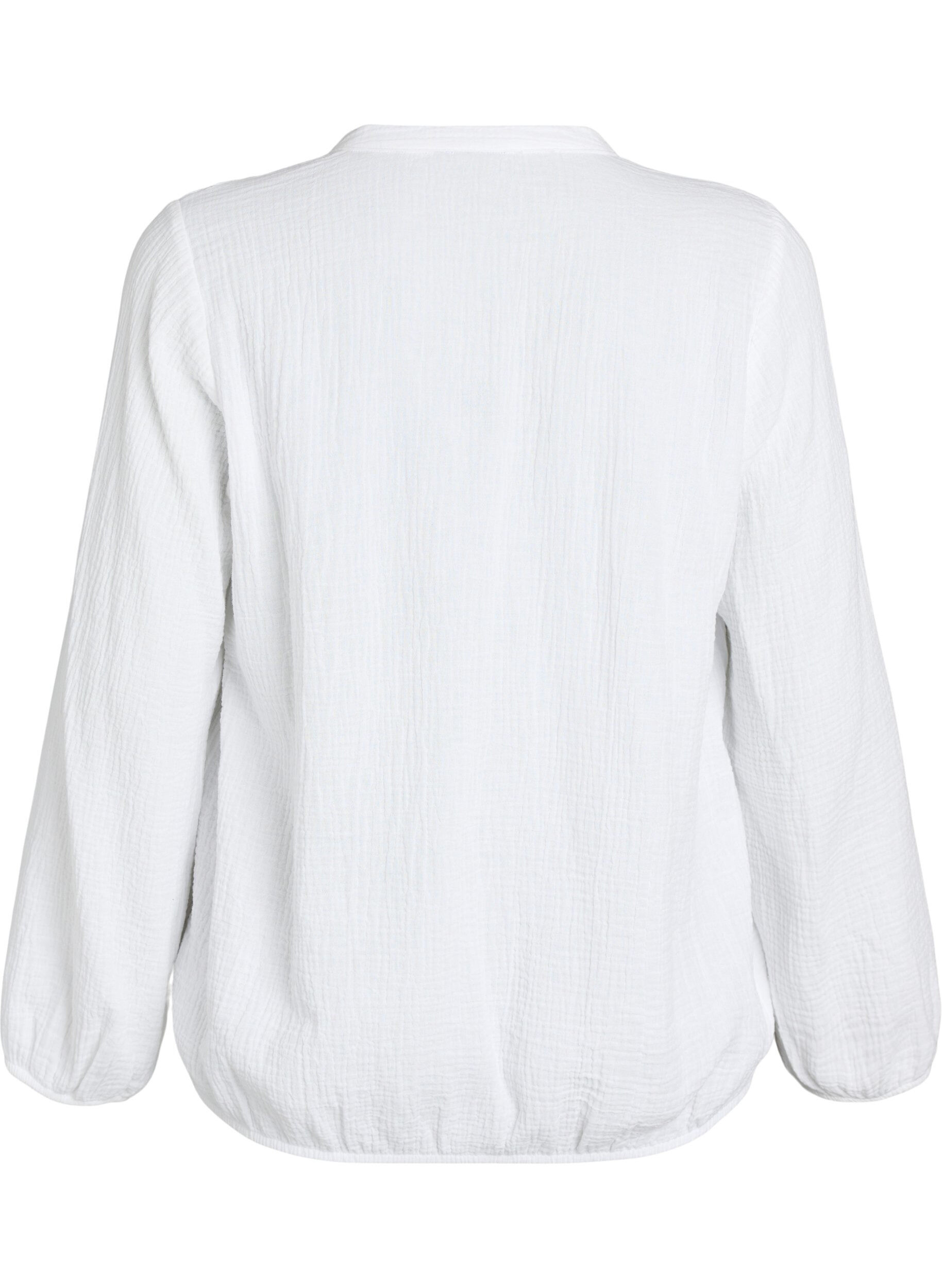 ZizzifashionCotton muslin blouse with embroidered details, White, Packshot image number 1