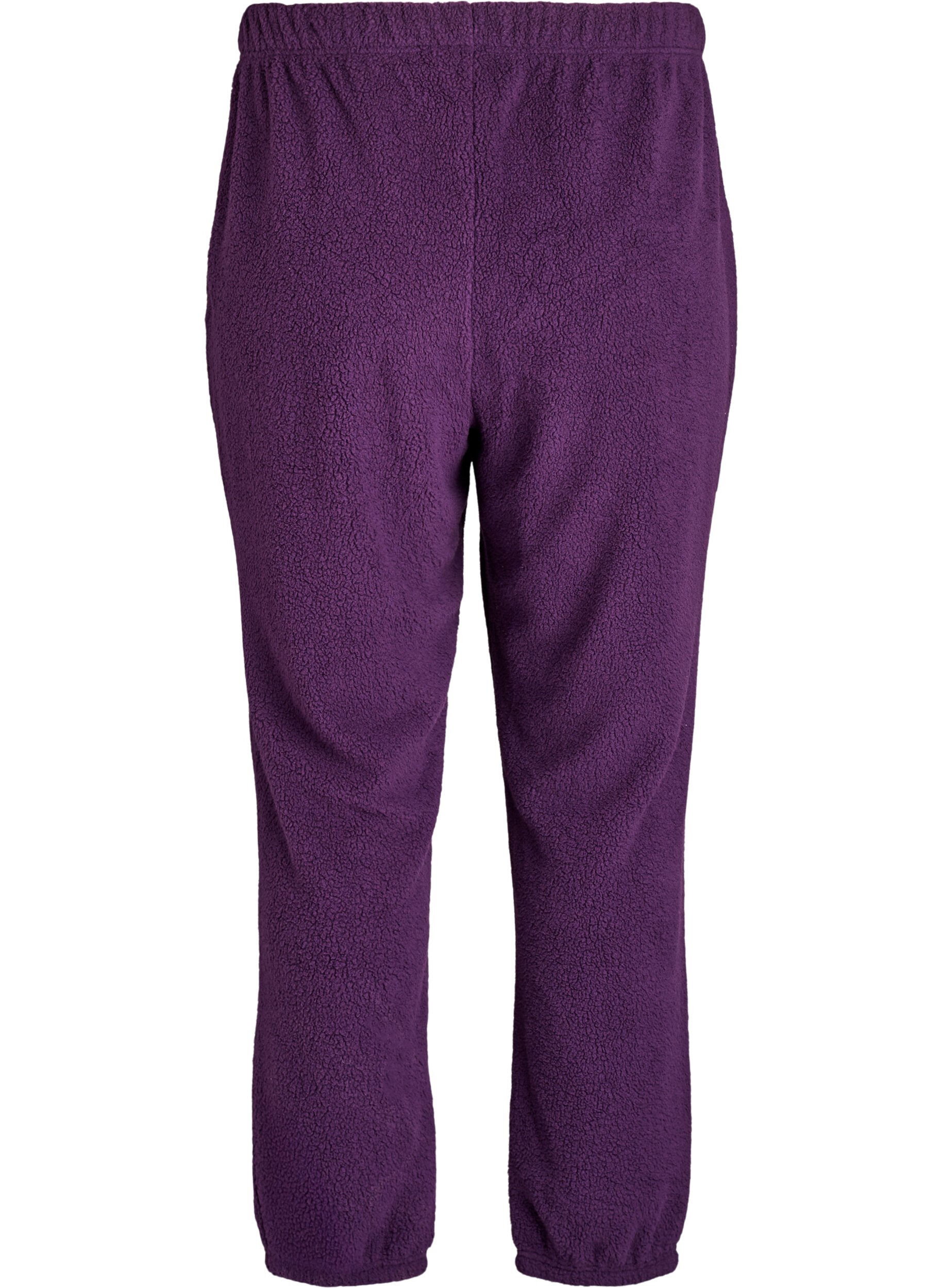 Zizzifashion High-waisted teddy fleece trousers, Purple, Packshot image number 1