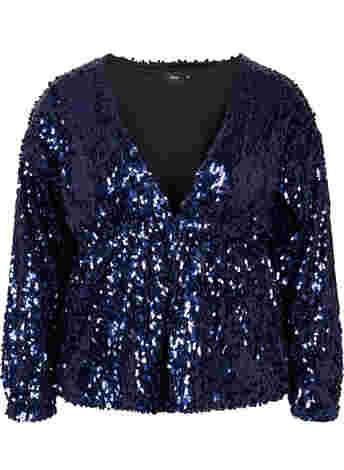 Cardigan with sequins and long sleeves