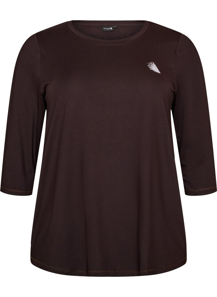 Sports top with 3/4 sleeves, Brown, Packshot image number 0