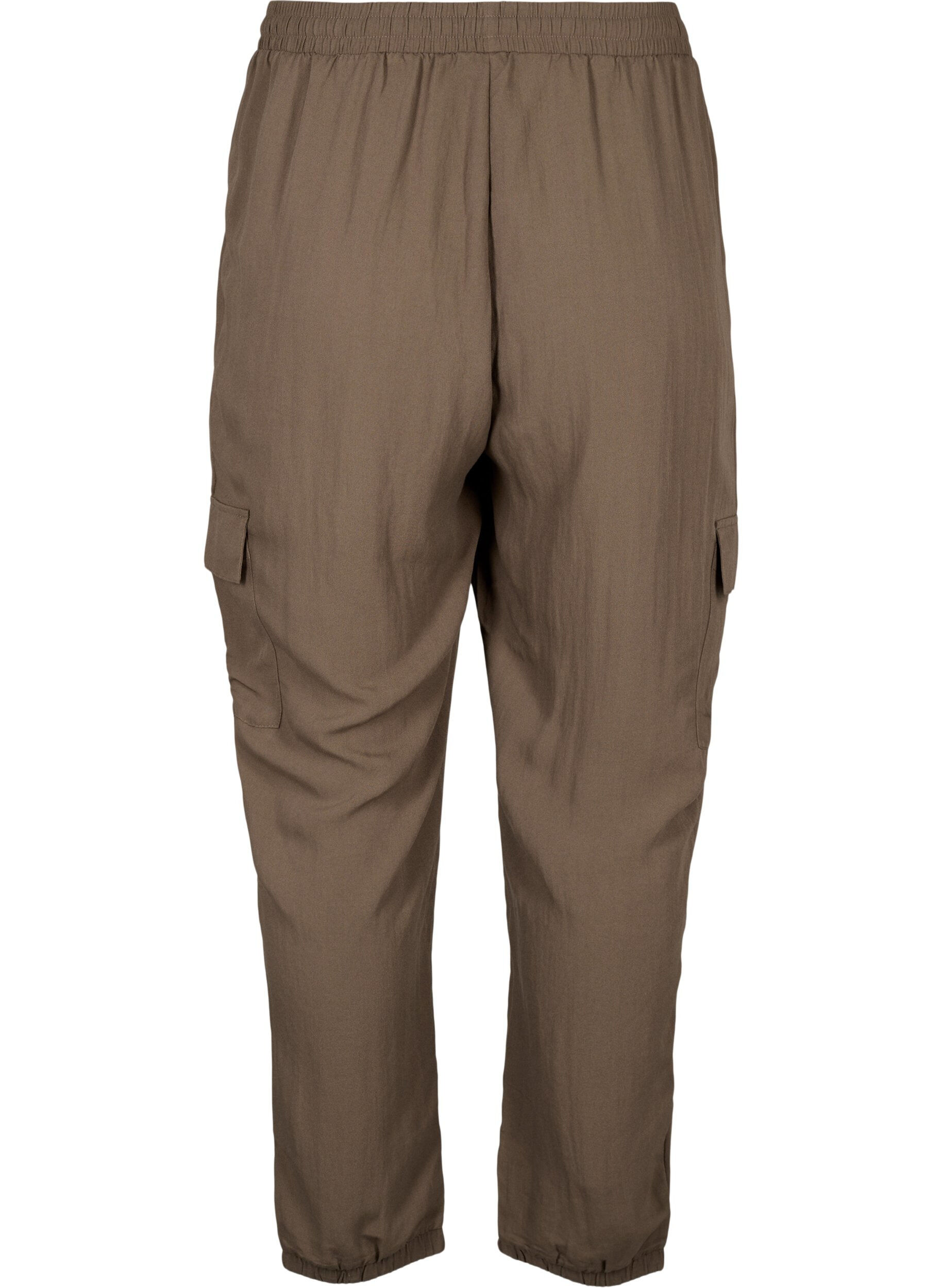 Zizzifashion Loose cargo trousers in viscose, Chocolate Chip, Packshot image number 1