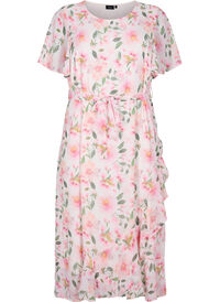 Short sleeve midi dress with floral print