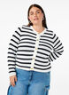 Striped knitted cardigan with gold buttons, Cloud D. w. Black, Model image number 0