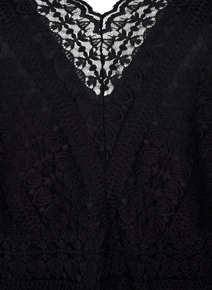 V-neck lace blouse with lining, Black, Packshot image number 2