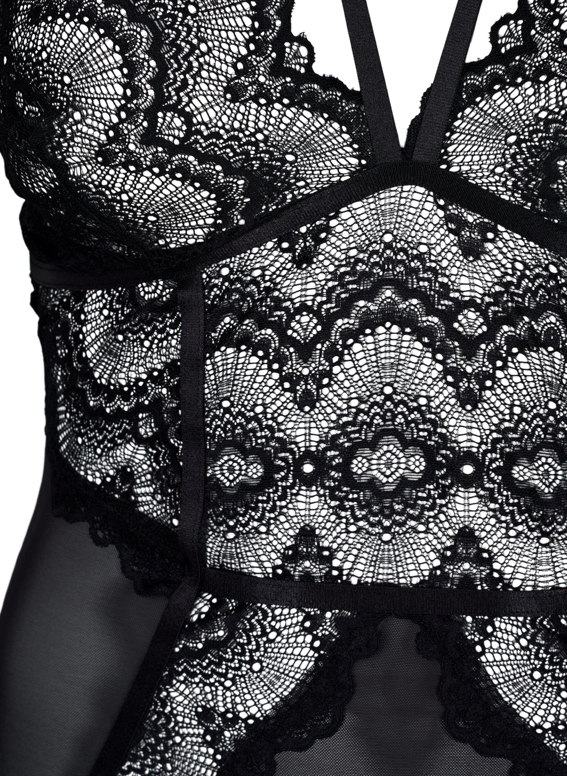 Zizzifashion Body in mesh and lace, Black, Packshot image number 2