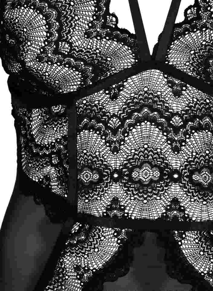 Body in mesh and lace, Black, Packshot image number 2