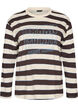 Striped jersey blouse with a sporty text print, Brown, Packshot image number 0