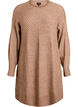 Short knitted dress with a V-shaped textured pattern, Brown, Packshot image number 0