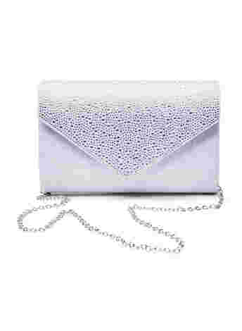 Clutch with shoulder strap and glitter