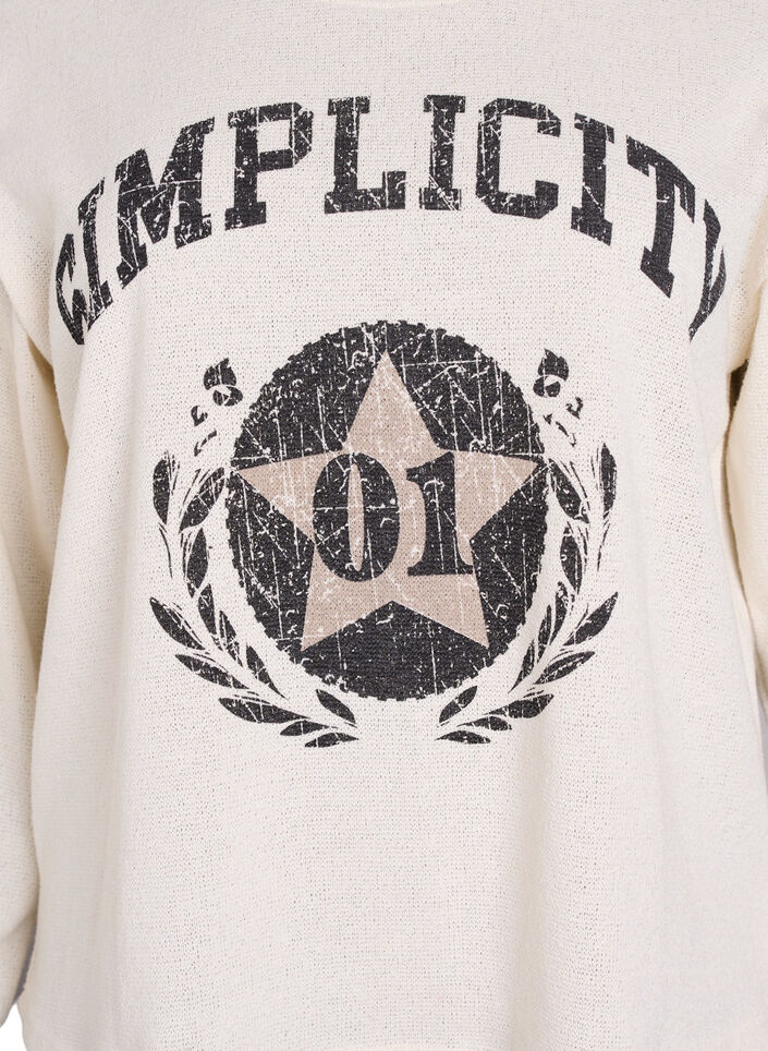 Sweatshirt in structured jersey with front print, Beige, Packshot image number 2