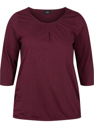 Solid-coloured, 3/4-sleeves cotton blouse, Port Royal, Packshot image number 0