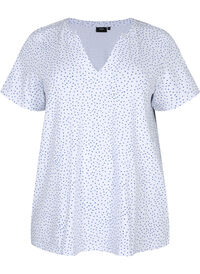 Cotton t-shirt with dots and v-neck