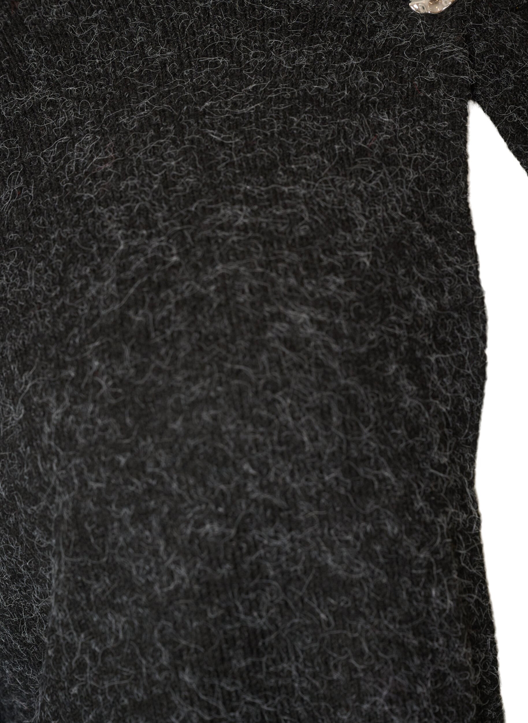 ZizzifashionKnitted cardigan with a round neck and button fastening, Dark Grey, Packshot image number 2