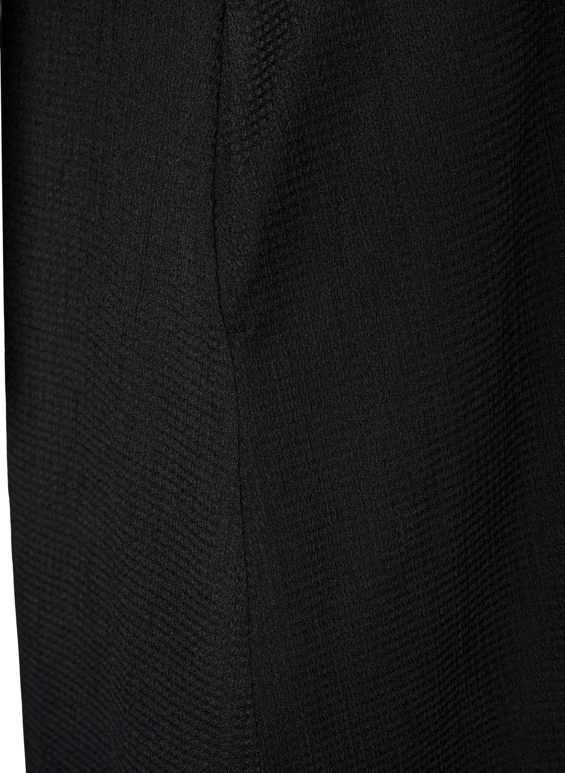 ZizzifashionMidi dress with V-neck and texture, Black, Packshot image number 3