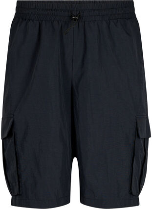 High-waisted Shorts with cargo pockets, Black, Packshot image number 0