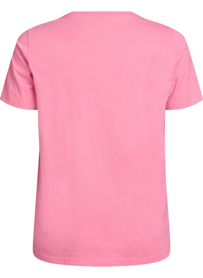Cotton t-shirt with fruit print and text, Pink, Packshot image number 1