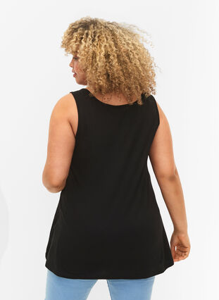 Top with a-shape and round neck, Black, Model image number 1
