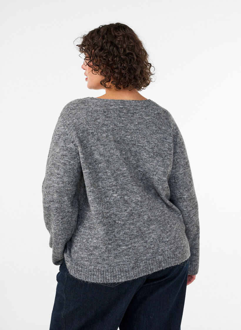 Loose round neck jumper, Grey, Model image number 2