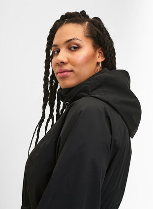 Functional coat with pockets and hood, Black, Model image number 3