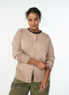 Cardigan with round neck and fabric-covered buttons, Beige, Model image number 0
