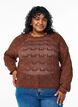 Loose knitted blouse with eyelet pattern, Brown, Model image number 0