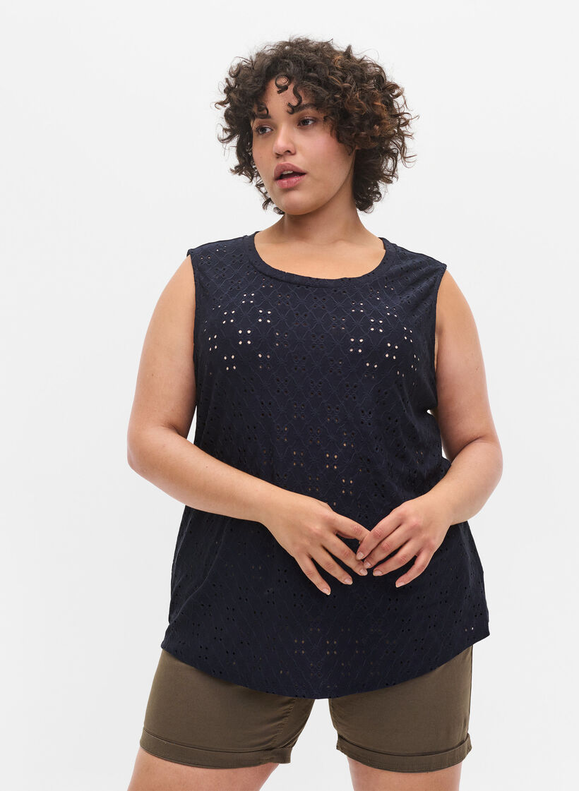 Top with broderie anglaise, Night Sky, Model image number 0