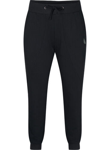 Plain sports pants with pockets, Black, Packshot image number 0