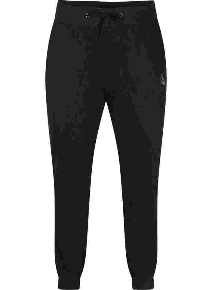 Plain sports pants with pockets, Black, Packshot image number 0