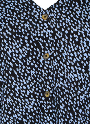 Printed viscose blouse with buttons, Blue Dot, Packshot image number 2