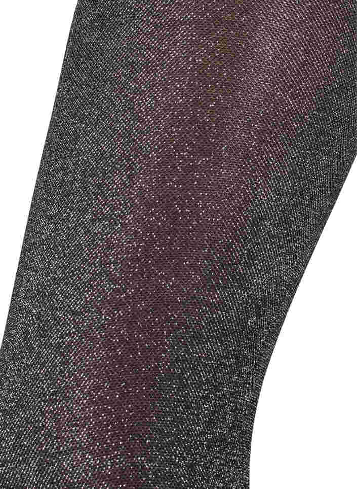 Glittery 50 denier tights, Black w. Silver, Packshot image number 1