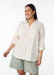 Shirt in linen and viscose with 3/4 sleeves, Beige, Model image number 0