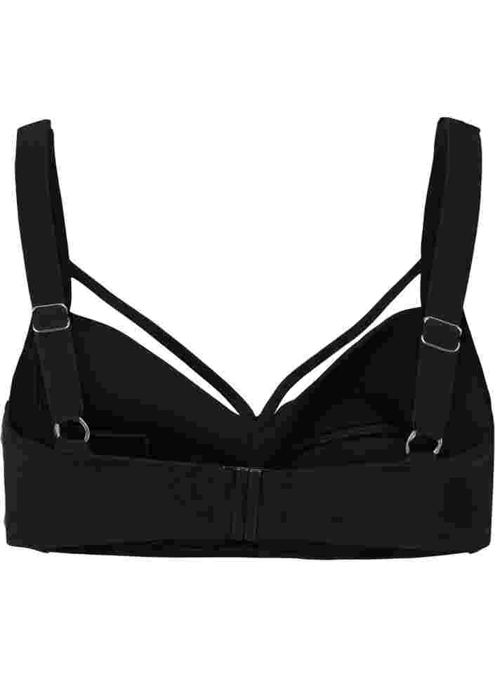 Bikini top with ruching and string, Black, Packshot image number 1