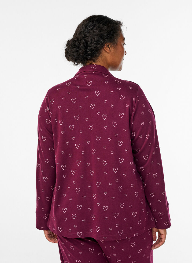 Cotton pyjama shirt with chest pocket, Red, Model image number 2
