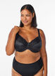 Full cover high support bra with lace detail, Black, Model image number 3
