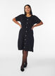 Ribbed dress with decorative buttons and short sleeves, Black, Model image number 1