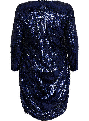 Dress with sequins and v-neckline, Evening Blue, Packshot image number 1