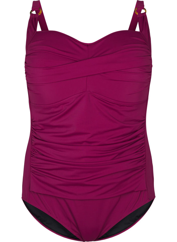 Padded swimsuit with draping, Red, Packshot image number 0