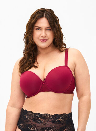 Moulded bra with mesh, Rhododendron, Model image number 0