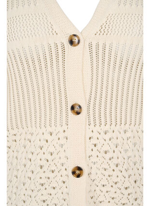 Short-sleeved knit cardigan with buttons, Warm Off-white, Packshot image number 2